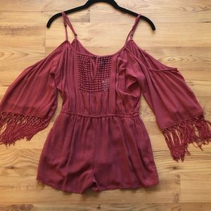 Forever 21 | Burnt Red Boho ROMPER with Tassels